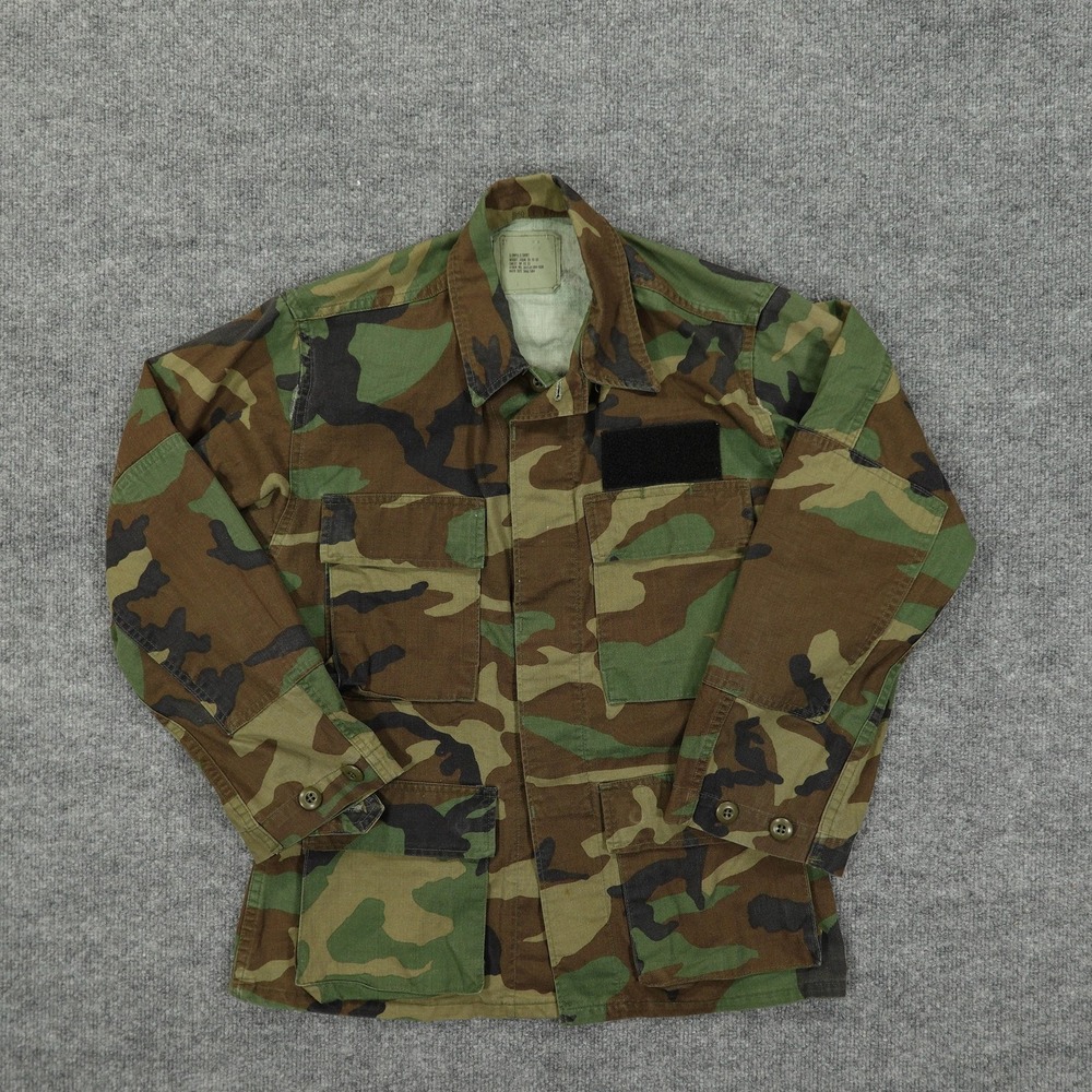 Vintage U.S. Military Jacket Mens XS Woodland Camo Field Combat Coat BDU 1988